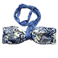 Victoria's Secret Swim Bikini Top Small Bandeau Twist Halter Blue White Floral