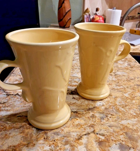 Fiestaware Fiesta Yellow Cappuccino Latte Coffee Mugs 6" Tall - 2 Mint