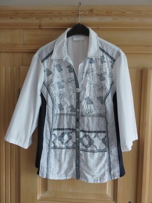 Festliche Bluse von Just White, Gr. 44, wunderschön bestickt, WIE NEU