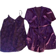Vintage Petra Fashion Ladies Purple Matching Robe Gown Set Size Medium Short USA