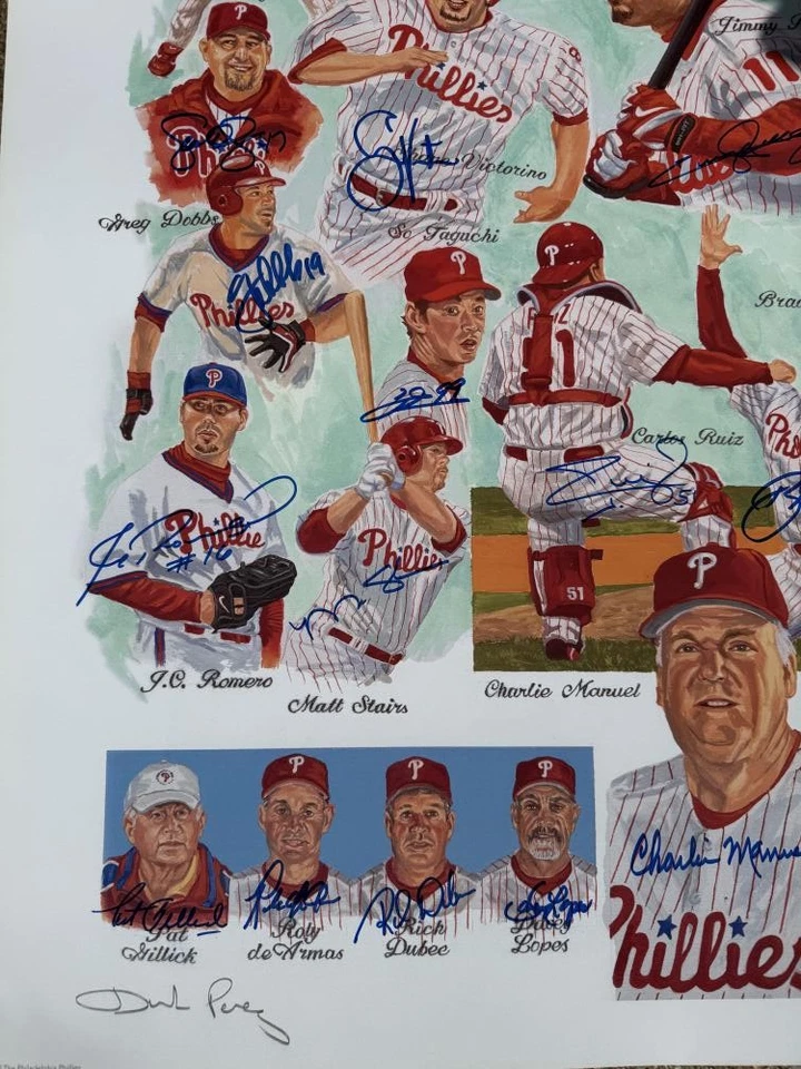 2008 World Series Phillies Autographed Dick Perez Lithograph LE 2000 - Image 4 of 4