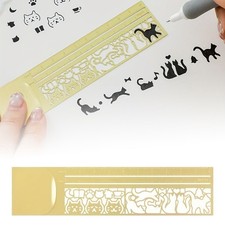 Kawaii Cat Ruler Hollow Metal Bookmark Ruler Multifunctional Ruler for PaintiJQ