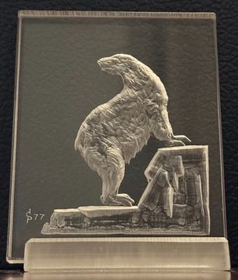 Vintage 1977 Acrylic Lucite Polar Bear on Ice Relief Sculpture Signed Ronald Fox