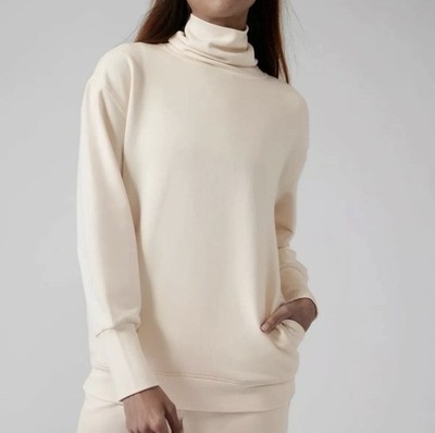 Athleta Balance Cinch Turtleneck Sweatshirt Chantilly Cream Medium