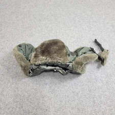 VTG US Military Helmit Flyers Cap Fitted Mens Med B-9B Green Wool Fur Lined 80s