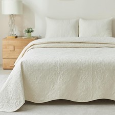 Matelasse Coverlet Queen, Cotton Quilt Set Ivory Cre Soped