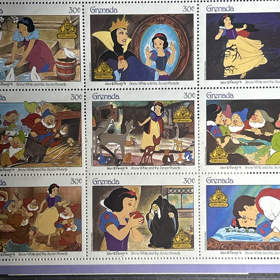 DISNEY Vintage CLASSIC FAIRYTALES In POSTAGE STAMPS - Snow White - 1980’s - Image 4 of 4