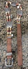 Vintage Limited Brand Guatemala Leather Beaded Silver Concho Belt Western Medium