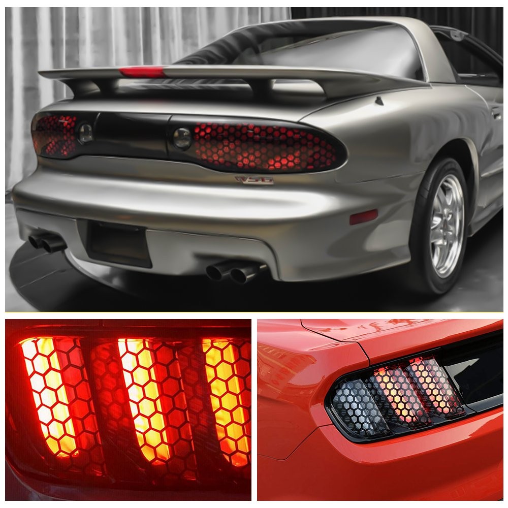 1* Black Honeycomb Sticker Car Rear Tail Cover Light Tail-lamp Decal Auto Parts