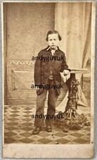CDV LEICESTER BY HOLYOAK BOY AT TABLE ANTIQUE VICTORIAN PHOTO LEICESTERSHIRE