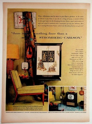 Stromberg-Carlson TV Magazine Ad Vintage 1950s Mid Century Chinese Decor Print