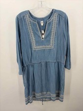 Pre-Owned Gap Blue Size Small Denim Shift Knee Length Long Sleeve Dress