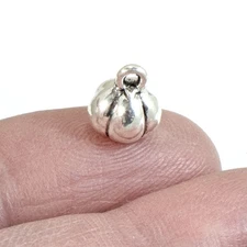 Silver Mini Pumpkin Charms, 20-Pack Fall Halloween Jewelry Making Supplies