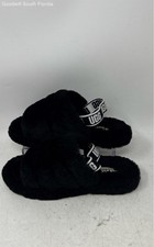 UGG Kids Fluff Yeah 1098494K Black Open Toe Slingback Slide Slipper Size 5