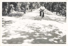 OLD PHOTOGRAPH 1955 A CERET PO 66 MAN ON BICYCLE