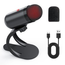USB Computer Microphone, Podcast Mic Desktop with Mute Button for Recording S...