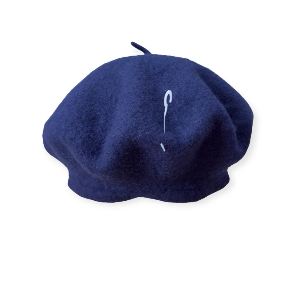 Винтажный шерстяная смесь берет с бантом темно-синий новый штапель невежественный 90-х город Париж y2k - Изображение 3 из 4