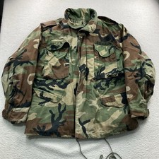 Vintage M-65 Field Jacket Coat Cold Weather Mens Medium Short Woodland ARMY