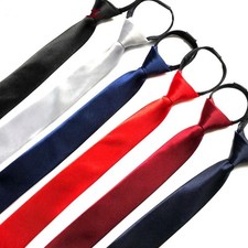 Pre-tied Zipper Tie Neck Mens Skinny 5cm Zipper Neckties Red Black Blue Solid Co