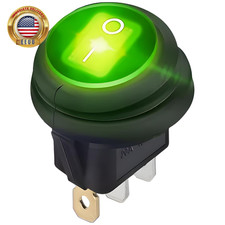 Green LED Rocker Toggle Switches 12V 20A On/Off Heavy Duty IP65 Waterproof for C