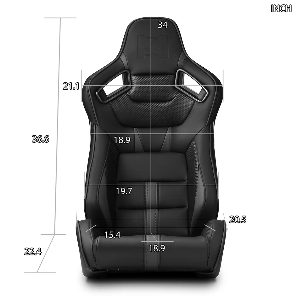 Par de asientos de coche reclinables de cuero PVC universal serie VIPER negro Foto 2 de 4