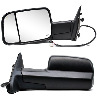 Pair Towing Mirrors Fit 2009-2018 Dodge Ram 1500 2500 Power Heated Arrow Lamp