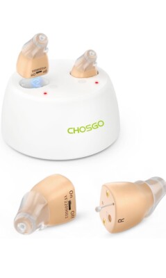 Chosgo Pair of Hearing Aids With Case Noise Reduction Rechargeable Open Box!