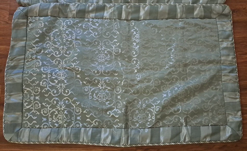 Almohada acolchada King Shams 2 verde mar aguamarina floral a rayas satén JC Penney Foto 2 de 4