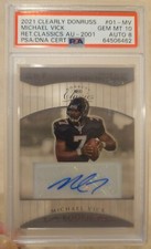 Michael Vick⚡️2021 Clearly Donruss Retro Classics Auto 2001 PSA 10 💎 GEM MINT 