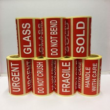 Adesivi Spedizione Etichette MANIGLIA CON CURA, FRAGILE, VENDUTA, URGENTE, VETRO, 7 Tipi.