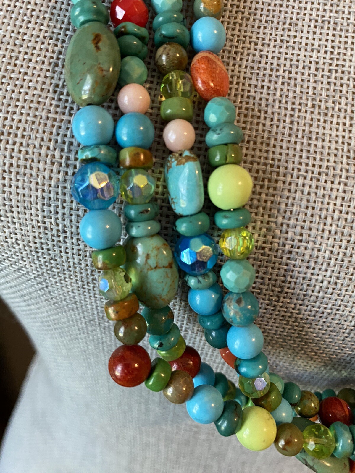 Rocki Gorman Glitter Rocks Long Turquoise Multi-Stone Beaded Necklace ...