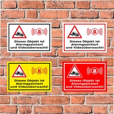 Schild Achtung Video&uuml;berwachung - Alarmgesichert - 4 Gr&ouml;&szlig;en