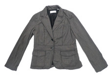 City DKNY Womens Fully Lined Stylish Black Pin Stripe Blazer Pockets Size 12