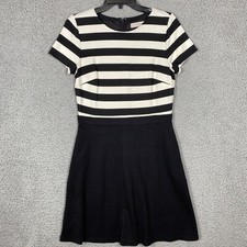 NWT LOFT Women's 4 Black Striped Short Sleeve Knit Dress Grunge Punk Halloween