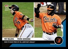 2020 Topps Now Blue Parallel /49 #77 Pat Valaika Pedro Severino Orioles