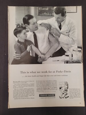 VTG 1958 Orig Magazine Ad PHARMA Parke Davis & Co What We Work For Vaccinations