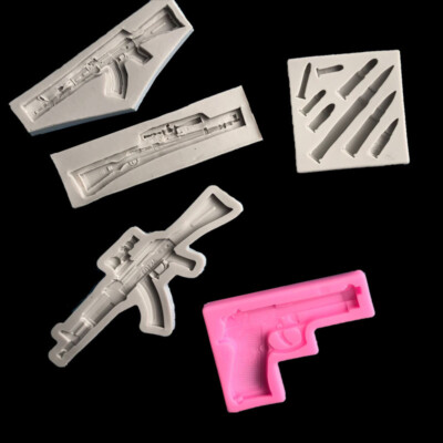 5X Gun Bullet Silicone Cake Fondant Decor Sugarcraft Mold Chocolate Baking  Mould UK