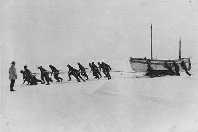 Ernest Shackleton Antarctica Expedition Hauling Boat (1915) - 17''x22'' Art Print