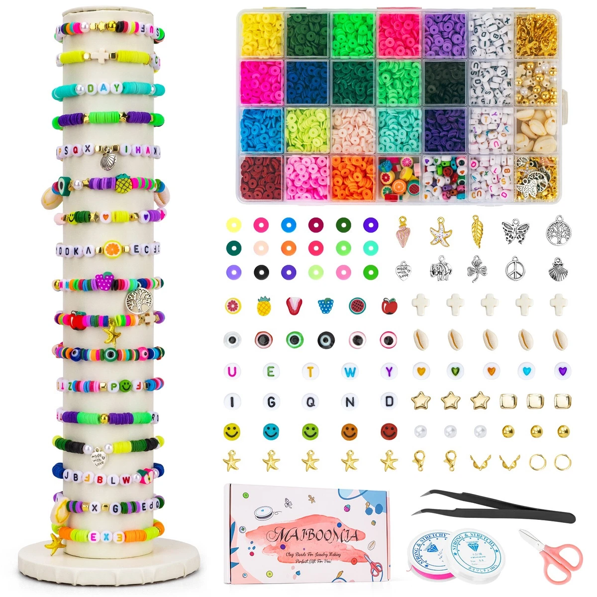 Friendship Bracelet Making Kit For Girls Birthday Gift,DIY Beaded Luck Rope  Travel Activity Kit