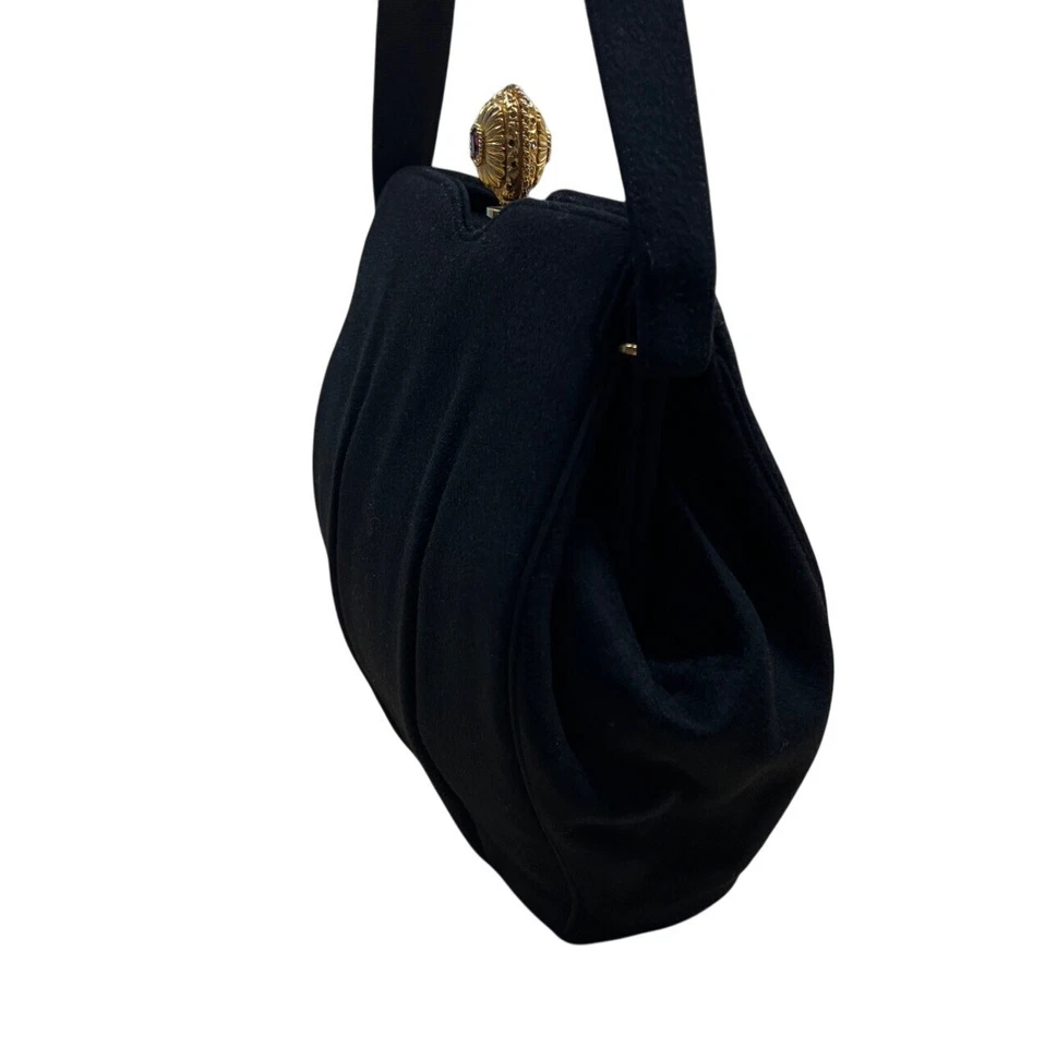 Vintage Rosenfeld Black Gold Clasp & Purple Gem Detail Evening Clutch Bag Sz S - Image 2 of 4