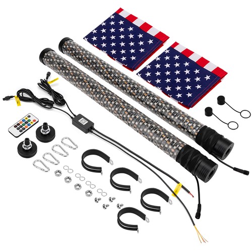 2x 2FT Thick LED Whip Spiral Chasing RGB Fat Whip Lights For Can Am Polaris RZR - Picture 15 of 15