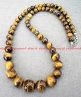 Natural 6-14MM GENUINE TIGER EYE GEMS STONE ROUND BEADS NECKLACE 18"