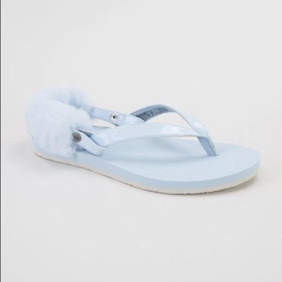 SANDALI DONNA UGG LAALAA INFRADITO PELLICCIA BLU SKY TAGLIA UK 6 5 PEZZI PRONTI £49 99 NUOVI CON SCATOLA!