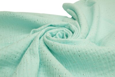 Double Gauze Stoff Blau Gepunktet Musselin Double Gauze VINTAGE