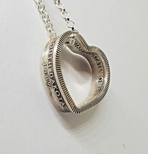 Silver Heart shaped Pendant made from US STATE quarter coin ring 24 in chain
