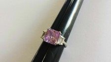 Purple  CZ Ring Square Stone over 5 ct TW Sterling Silver Sz 8 WOW