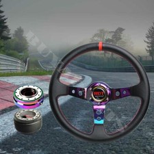Neo Chrome Deep Dish Steering Wheel Hub Quick Release Kit For Integra 1990-1993