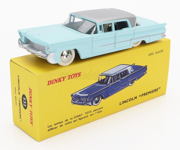 Modellauto Statische Epoche Lincoln Premiere 1955 Blau Silber Dinky Atlas 1/43-image