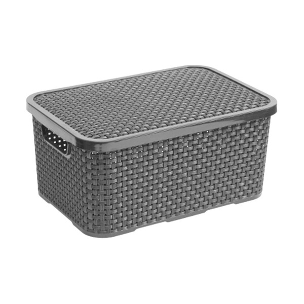 Aufbewahrungsbox Korb Aufbewahrungskorb Mit Deckel Rattan 7L Anthrazit Branq-image