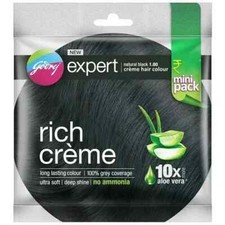 5 pack Godrej Rich Creme Hair Colour Natural Black 24ml Long-Lasting No Ammonia